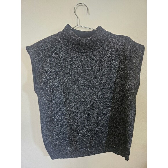 Vintage Mock Sleeveless Sparkle Sweater Cropped Size M By Knit DeVille - Picture 1 of 6